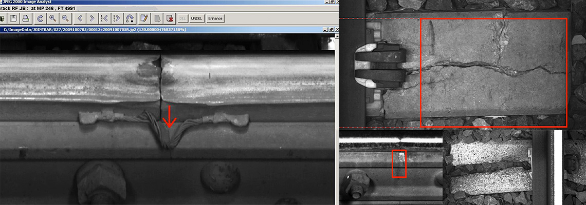 ENSCO's patented machine-vision technology, track imaging systems identify and inspect track components and defects. ENSCO's patented machine-vision technology, track imaging systems identify and inspect track components and defects.