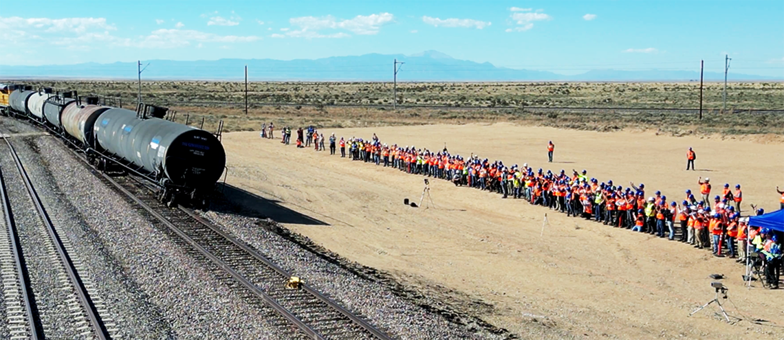 Attendees gathered to watch the live derailment during the closing ceremonies at the 2025 TTC Conference & Tour. 